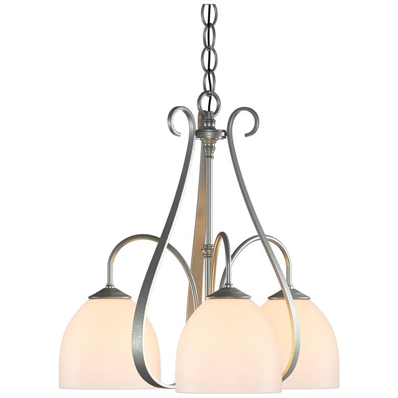 Image 1 Sweeping Taper 18.4" Wide 3 Arm Vintage Platinum Chandelier With Opal