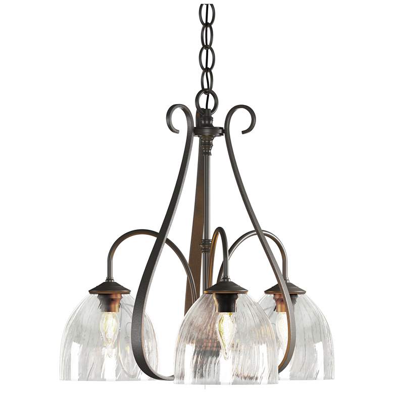 Image 1 Sweeping Taper 18.4 inchW 3 Arm 3 Shade Dark Smoke Chandelier With Water G