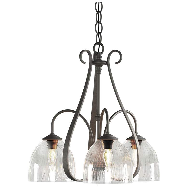 Image 1 Sweeping Taper 18.4"W 3 Arm 3 Shade Natural Iron Chandelier w/ Water G