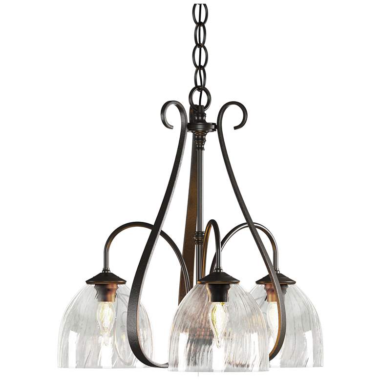 Image 1 Sweeping Taper 18.4"W 3 Arm 3 Shade Oiled Bronze Chandelier w/ Water G
