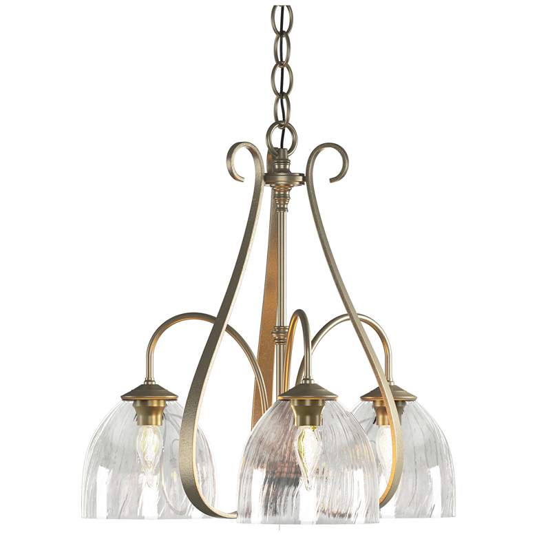 Image 1 Sweeping Taper 18.4"W 3 Arm 3 Shade Soft Gold Chandelier With Water Gl