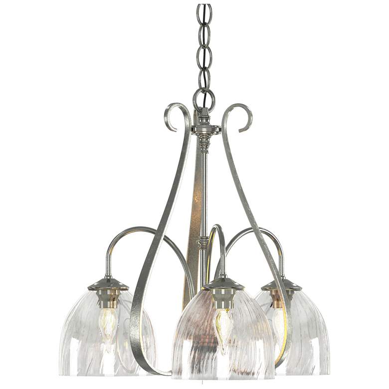 Image 1 Sweeping Taper 18.4"W 3 Arm 3 Shade Sterling Chandelier With Water Gla