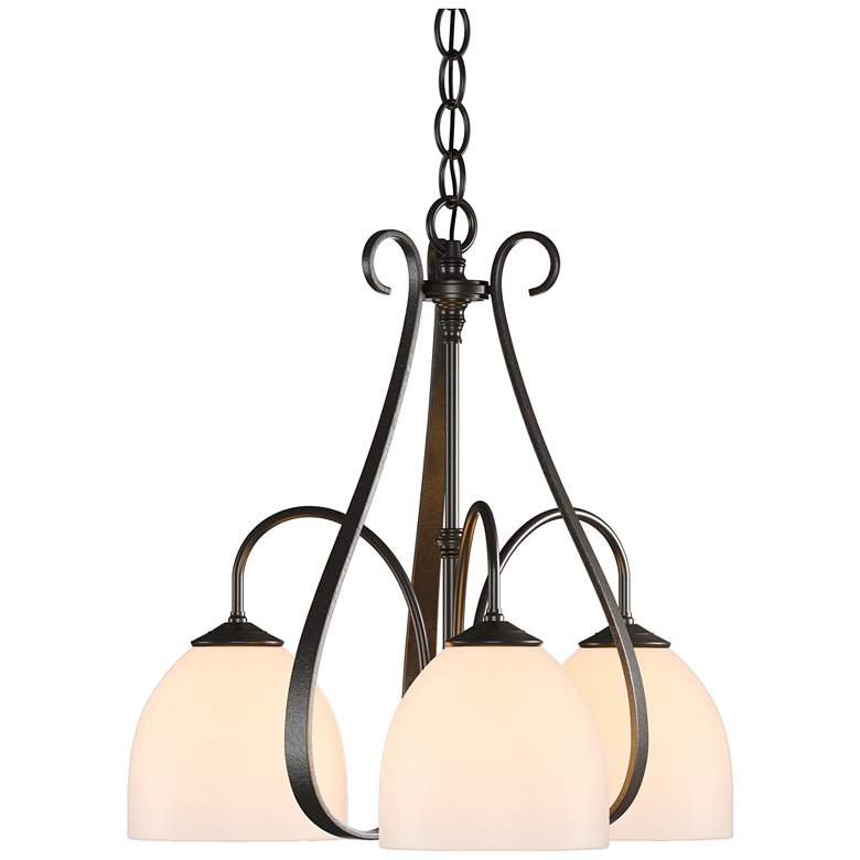 Image 1 Sweeping Taper 18.4"W 3 Arm Oil Rubbed Bronze Chandelier With Opal Gla