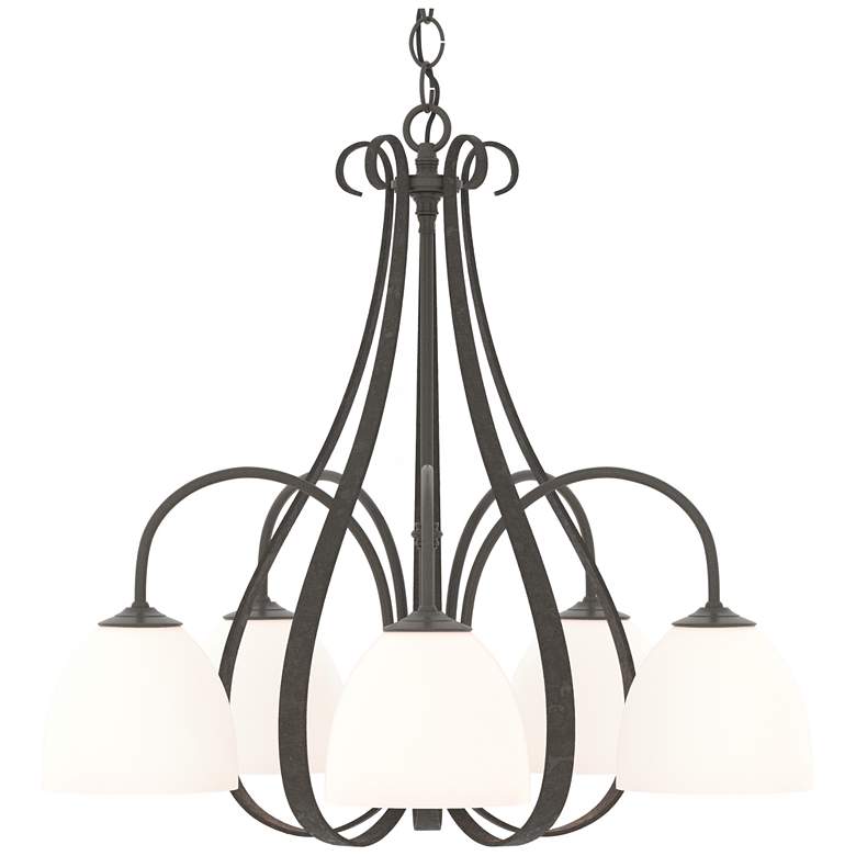 Image 1 Sweeping Taper 24" Wide 5 Arm Dark Smoke Chandelier With Opal Glass