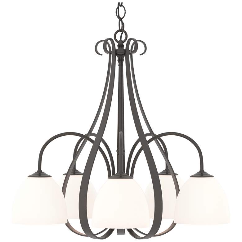 Image 1 Sweeping Taper 24" Wide 5 Arm Oil Rubbed Bronze Chandelier With Opal G