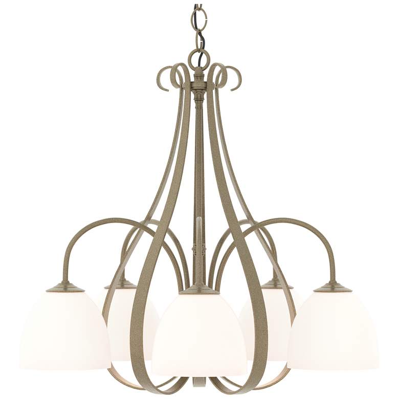 Image 1 Sweeping Taper 24" Wide 5 Arm Soft Gold Chandelier With Opal Glass