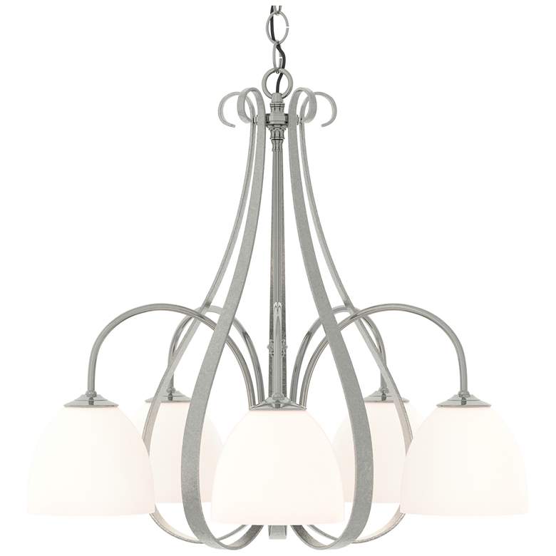 Image 1 Sweeping Taper 24" Wide 5 Arm Sterling Chandelier With Opal Glass