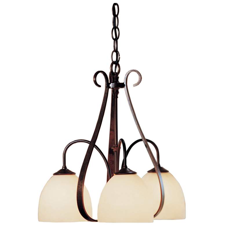 Image 1 Sweeping Taper 3 Arm Chandelier - Bronze Finish - Opal Glass