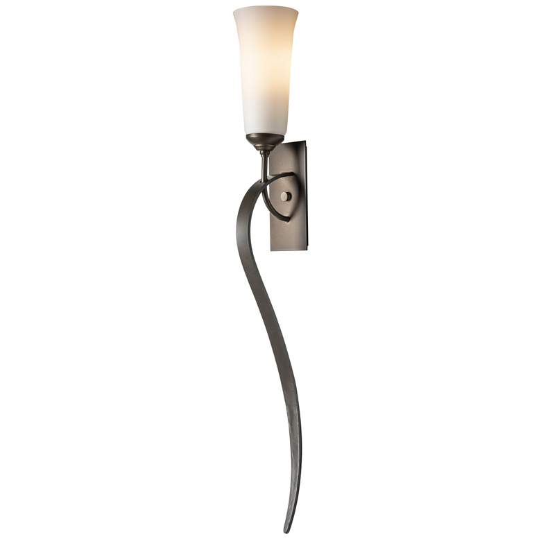 Image 1 Sweeping Taper ADA Sconce - Dark Smoke Finish - Opal Glass - Incandescent