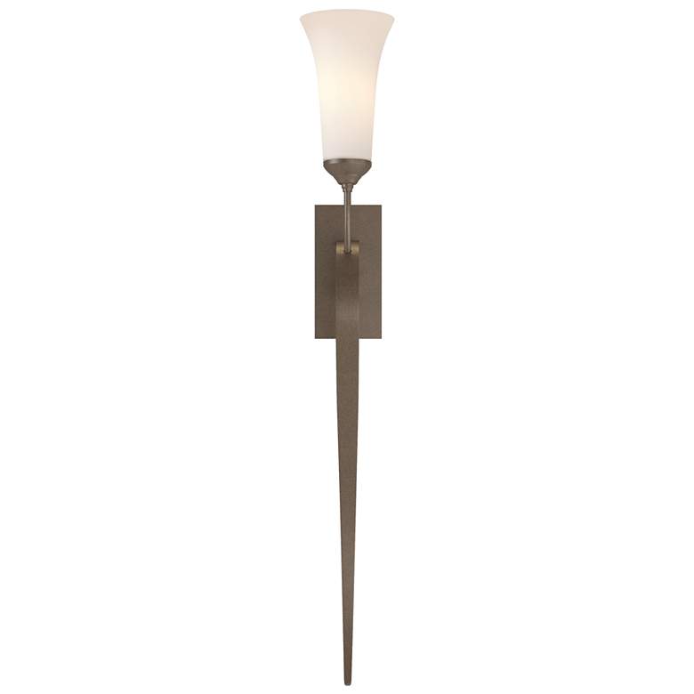 Image 1 Sweeping Taper Bronze Sconce With Opal Glass