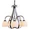 Sweeping Taper Natural Iron 5 Arm Chandelier With Opal Glass