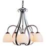 Sweeping Taper Natural Iron 5 Arm Chandelier With Opal Glass