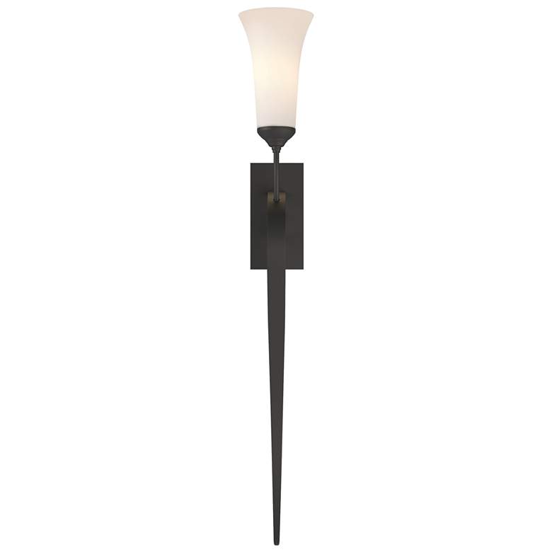 Image 1 Sweeping Taper Sconce - Black Finish - Opal Glass