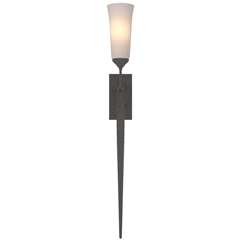 Image 1 Sweeping Taper Sconce - Iron - Opal Glass - Fluorescent