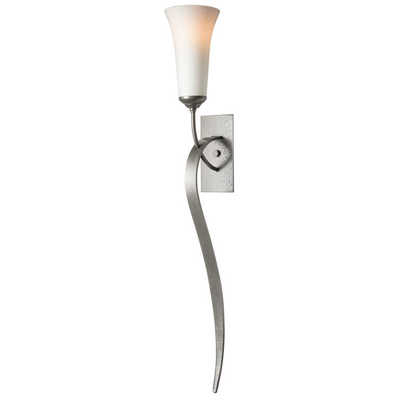 Image 1 Sweeping Taper Sconce - Natural Iron Finish - Opal Glass