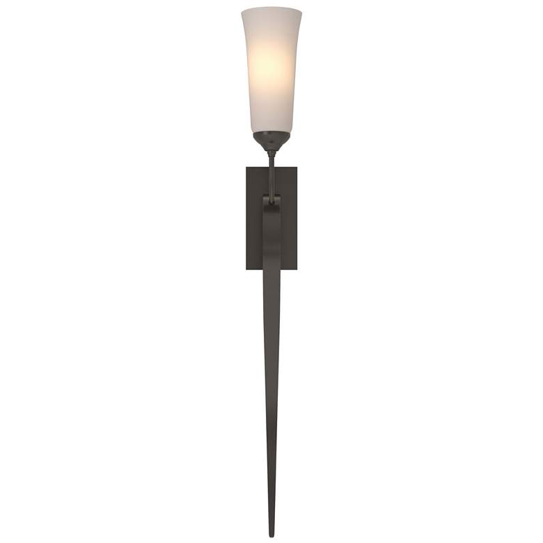 Image 1 Sweeping Taper Sconce - Oil Rubbed Bronze - Opal Glass