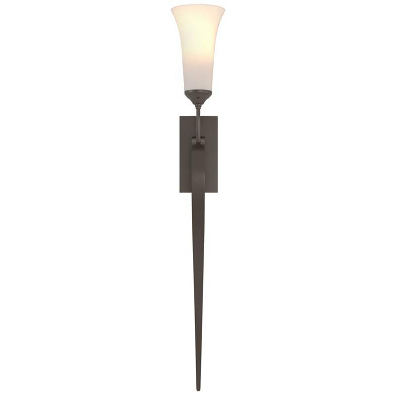 Image 1 Sweeping Taper Sconce - Oil Rubbed Bronze - Opal Glass