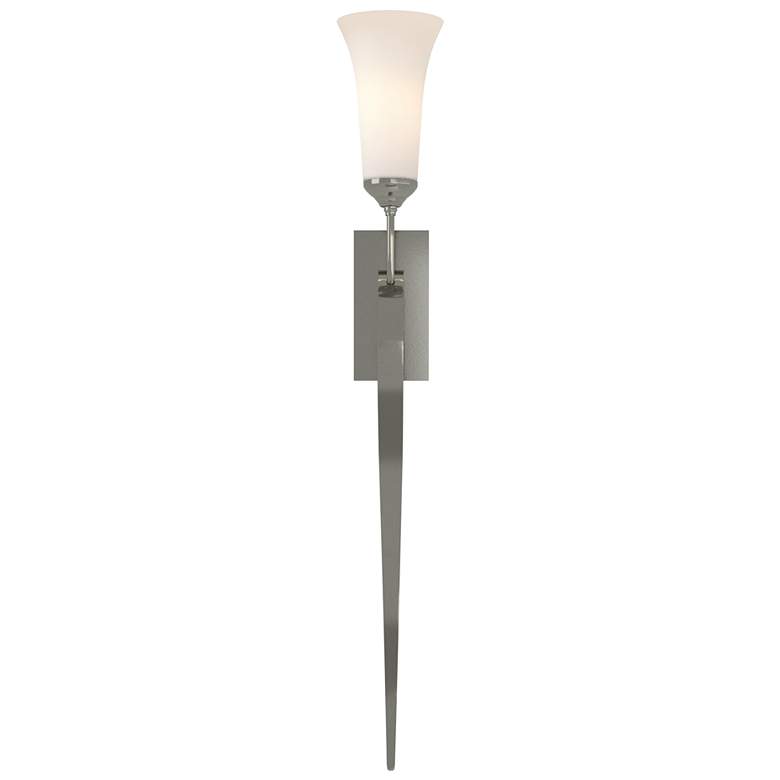 Image 1 Sweeping Taper Sconce - Sterling Finish - Opal Glass