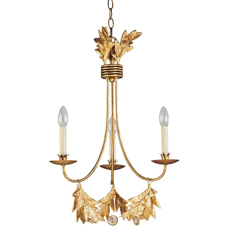 Image 1 Sweet Olive 20 inch Wide Distressed Gold 3-Light Chandelier