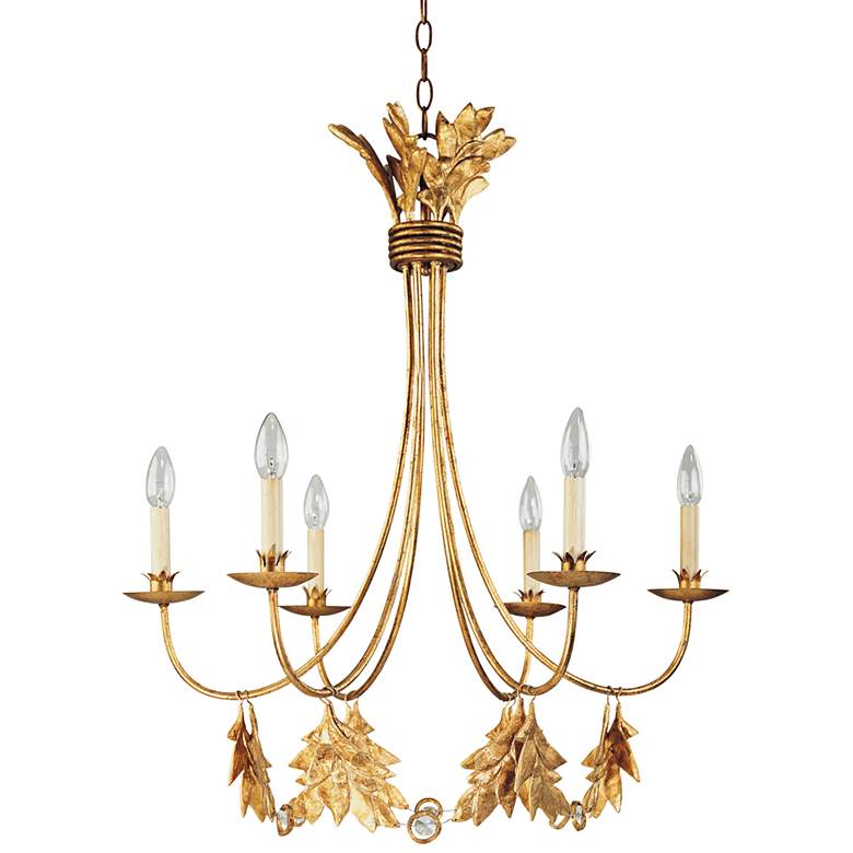 Image 1 Sweet Olive 30 inch Wide Distressed Gold 6-Light Chandelier