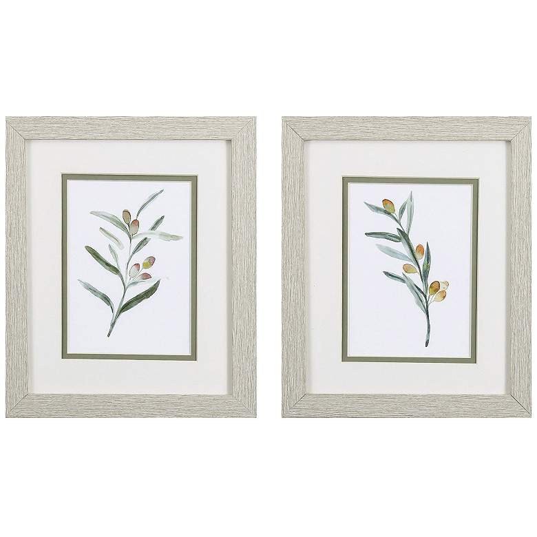 Image 1 Sweet Olive Branch 9"W x 11"H Framed Art Set of 2