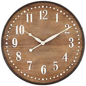 Image2 of Sweetwater 23 3/4" Round Matte Wood Grain Brown Wall Clock