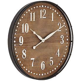 Image5 of Sweetwater 23 3/4" Round Matte Wood Grain Brown Wall Clock more views