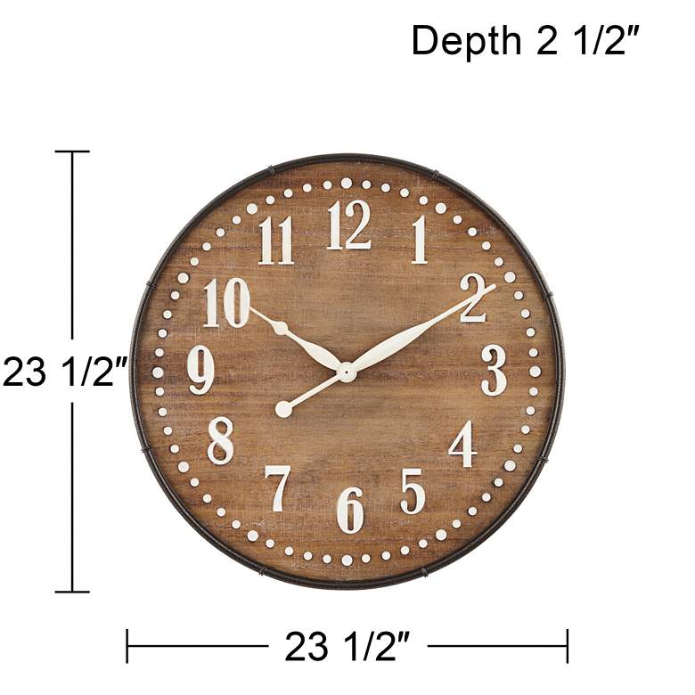 Image 7 Sweetwater 23 3/4" Round Matte Wood Grain Brown Wall Clock more views