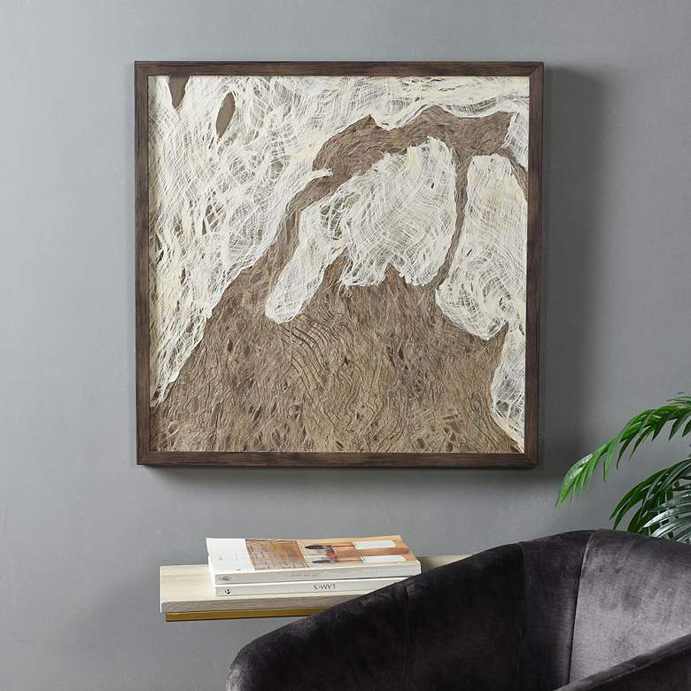Image 1 Swept Away II 23.6"W x 23.6"H Abstract Woven Rice Paper Shadow Bo