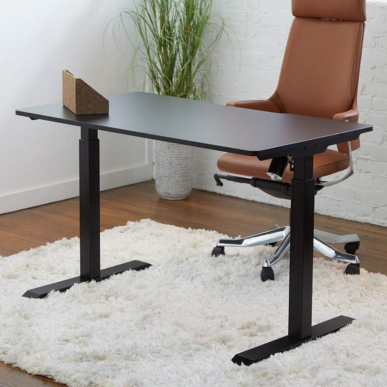 Image 1 Swift 47 1/2 inch Wide Black Metal Sit/Stand Desk