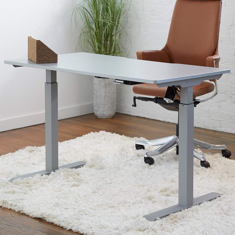Image 1 Swift 47 1/2" Wide Gray Metal Sit/Stand Desk