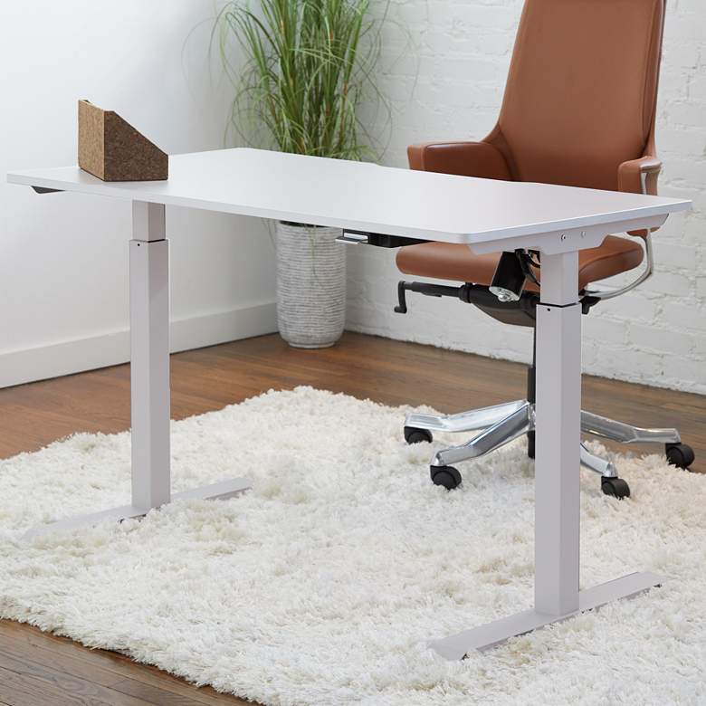 Image 1 Swift 47 1/2" Wide White Metal Sit/Stand Desk
