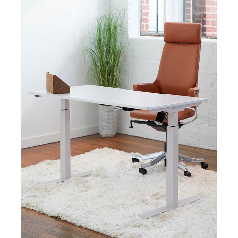 Image 5 Swift 47 1/2" Wide White Metal Sit/Stand Desk more views