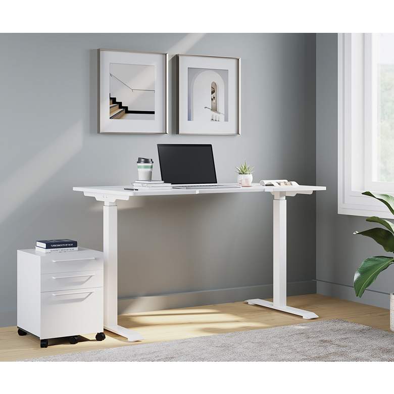 Image 6 Swift 47 1/2" Wide White Metal Sit/Stand Desk more views