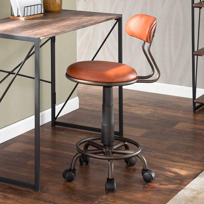 Swift Brown Faux Leather Adjustable Swivel Task Chair