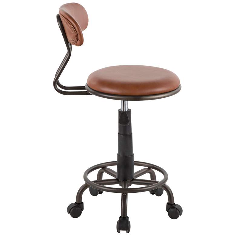 Swift Brown Faux Leather Adjustable Swivel Task Chair more views
