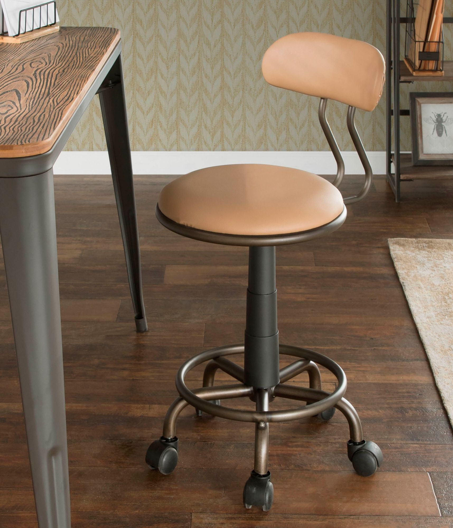 swift brown faux leather adjustable swivel task chair