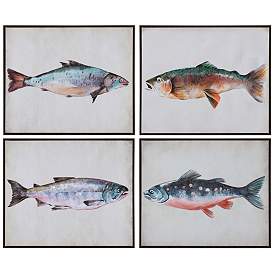 Image1 of Swimming School - Framed Canvas Set - Set of 4 - 24 x 20