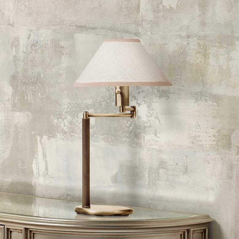 Image 1 Swing Arm Antique Brass Desk Lamp by House of Troy