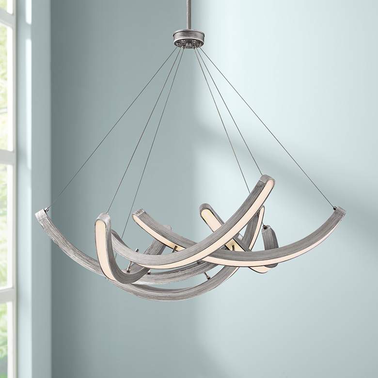 Swing Time 30&quot; Wide Brushed Silver LED Chandelier