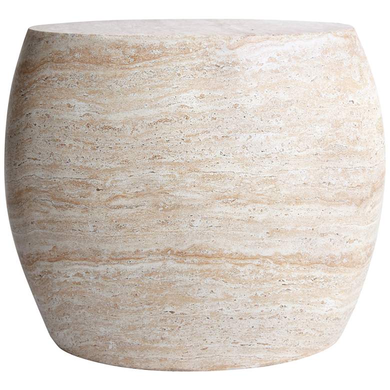 Image 1 Swinton 25"W Travertine Indoor/Outdoor Oval Accent Table