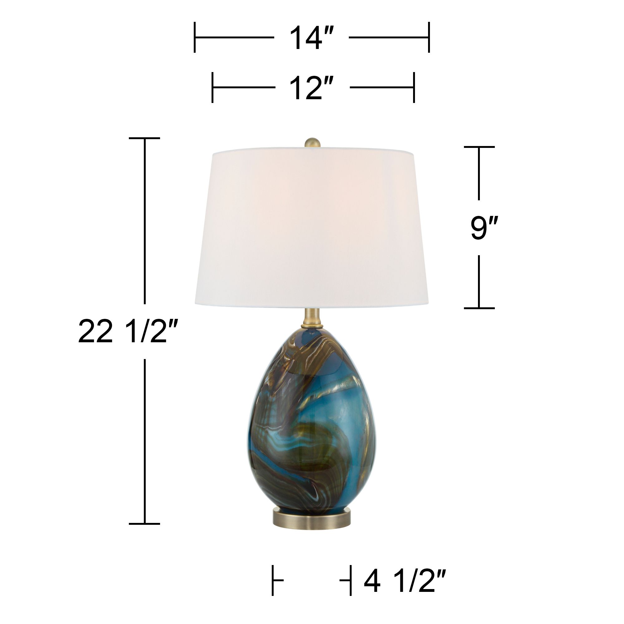 Swirl 22 1/2" High Blue Art Glass Table Lamp Set of 2