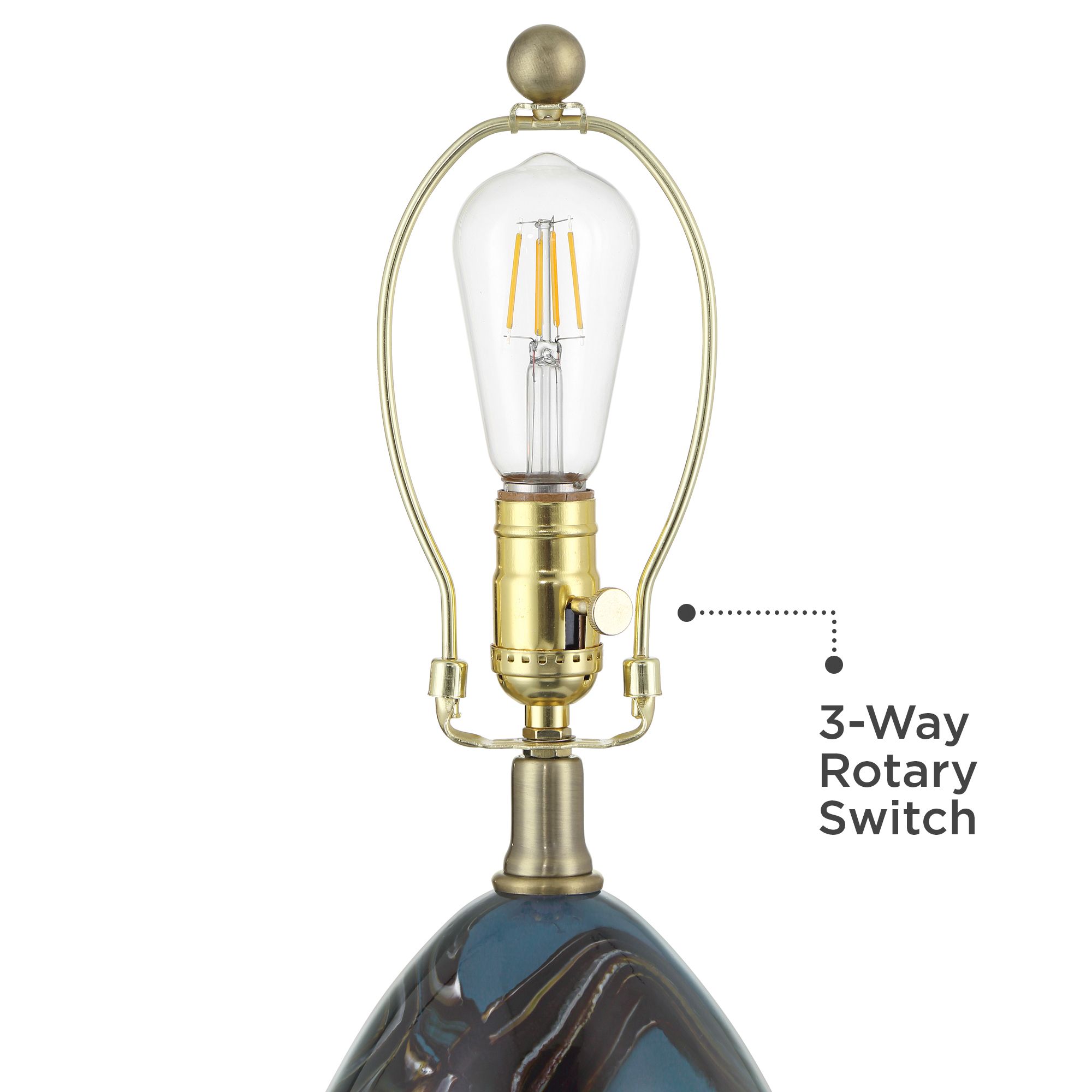 Image 5 Swirl 22 1/2" High Blue Art Glass Table Lamp more views