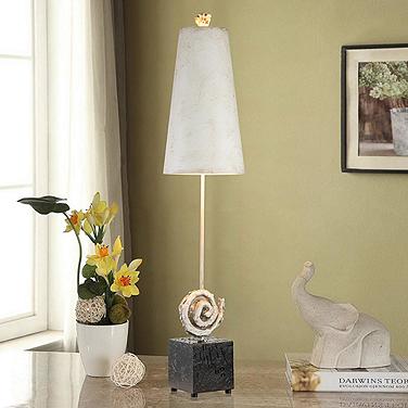 Swirl Bone White Metal Buffet Table Lamp