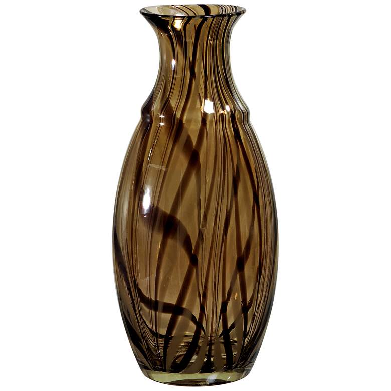 Image 1 Swirl Brown 17 inch High Decorative Glass Vase