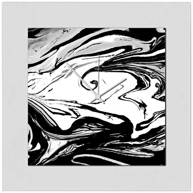 Image 1 Swirl Gloss Black 22 inch Square 2-Layer Abstract Wall Clock