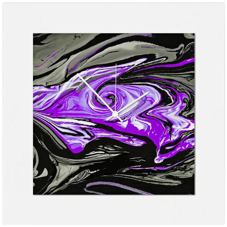 Image 1 Swirl Gloss Purple 22 inch Square 2-Layer Abstract Wall Clock