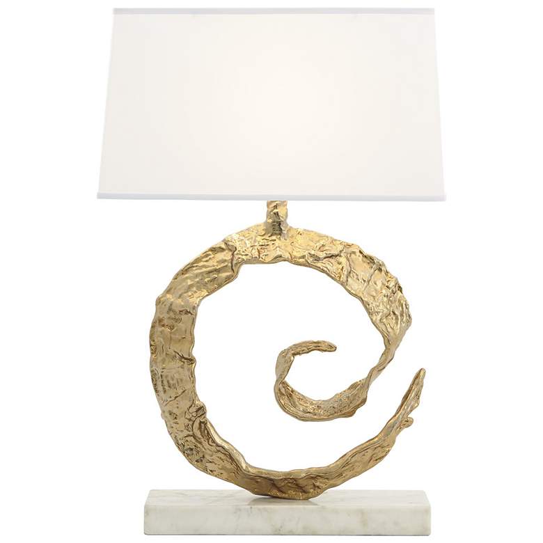 Image 1 Swirl Lamp-Brass w/White Marble