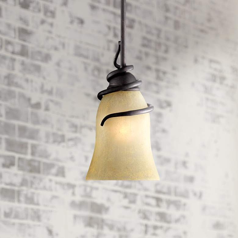 Image 1 Swirled Iron 12" High Bronze Mini Pendant Light
