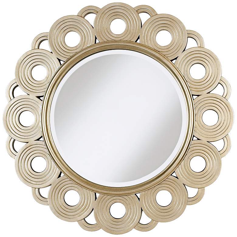 Image 1 Swirling Circles Champagne 33 inch Wide Round Wall Mirror